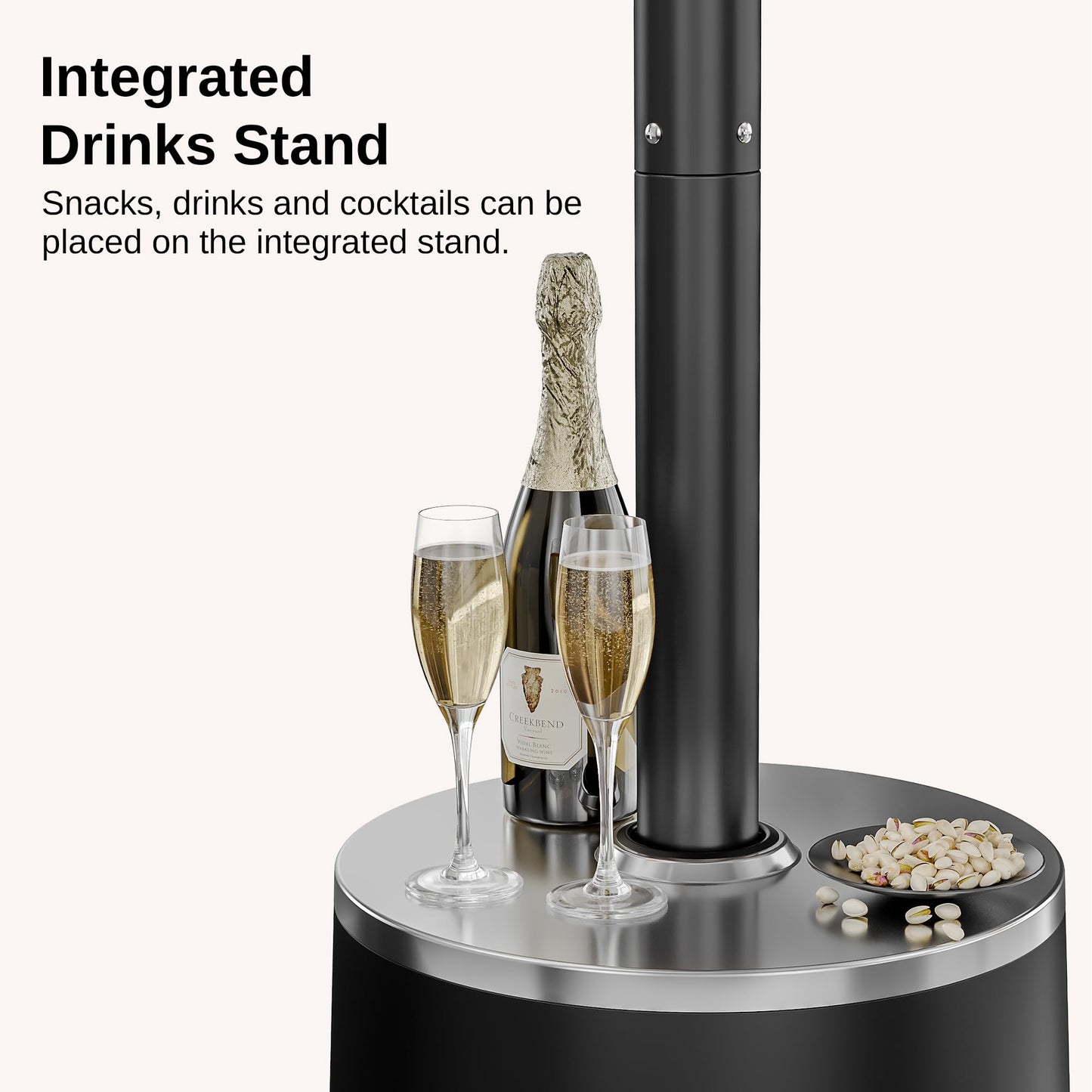 EAST OAK 50,000 BTU Patio Heater with Sand Box, Table Design, Double-Layer Stainless Steel Burner, Wheels, Triple Protection System, Outdoor Heater for Home and Residential, Polar Night