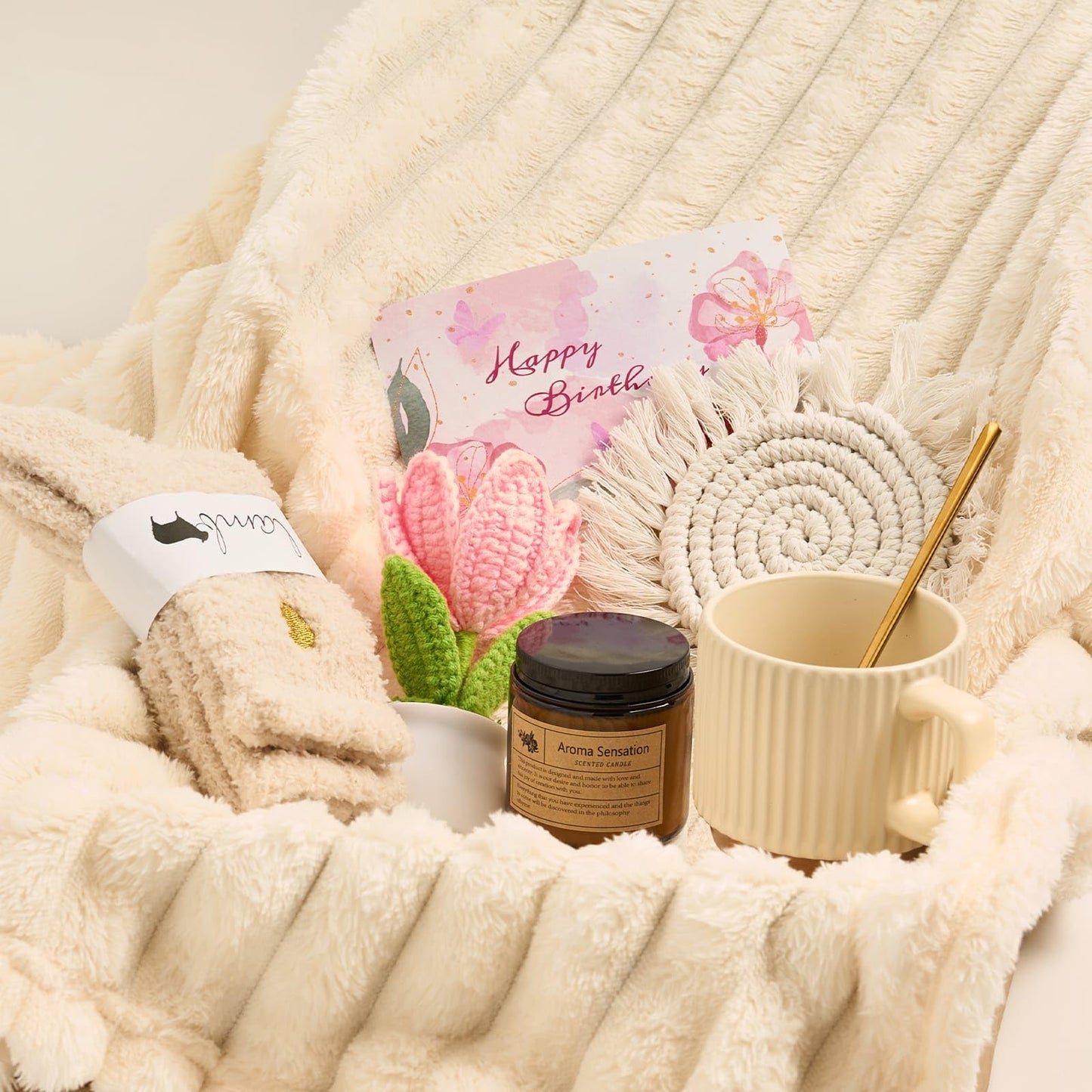 Birthday Gift Box for Women, Happy Birthday Gifts for Her, Cozy Self Care Gift Basket for Mom Sister Best Friend Wife Girlfriend, Get Well Care Package