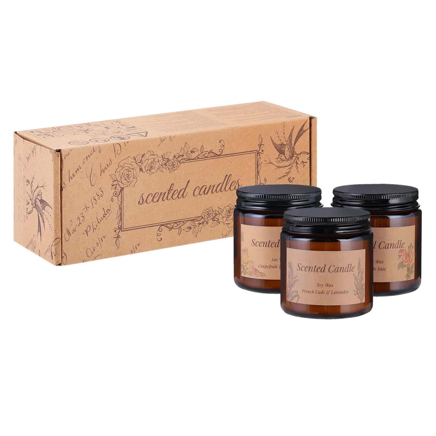 VOTTOUCC Scented Candles Gift Set - 3 Pack - Natural Soy Wax Aromatherapy Candle Trio for Stress Relief, Morning Energy, Focus & Sleep - Wellness Gifts for Women, Daily Mindfulness Rituals