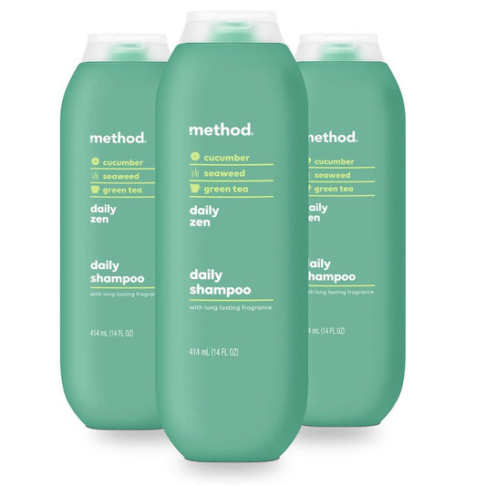 Method Daily Zen Shampoo - Daily Clean for All Hair Types, Softens and Nourishes Hair, Color Safe - Sulfate Free - 14 oz, Pack of 3