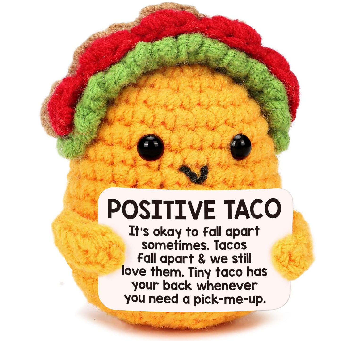 Positive Crochet Taco Birthday Gifts for Women Men Teacher Appreciation Mothers Day Graduation Gift Adult Kids Son Mom Dad Daughter Sister Friend Coworkers Self Care Card Inspirational Support