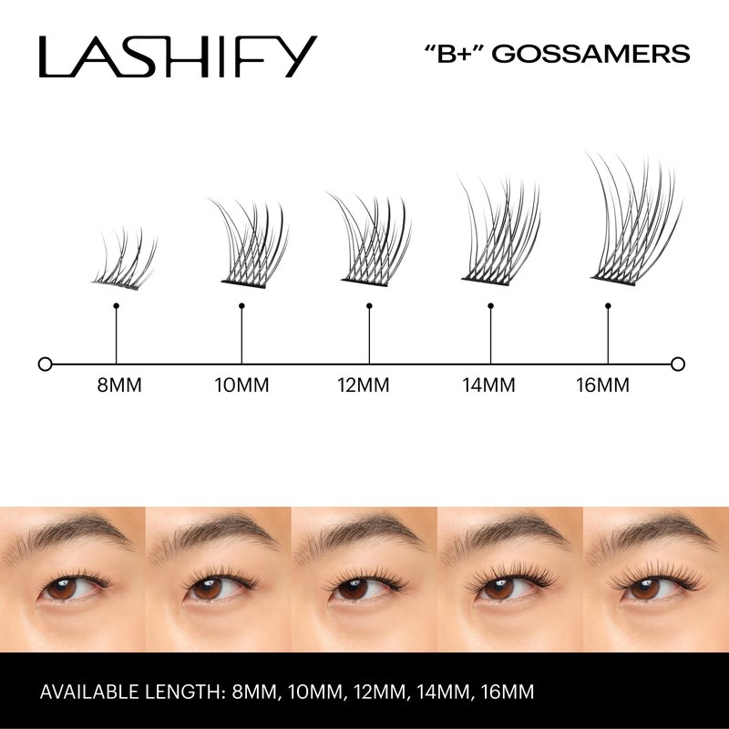 Lashify Bold Plus+ 8mm Gossamer Eyelash Extensions Refill in Black, Easy DIY False Lashes for the Most Delicate, Natural and Long Lasting Look