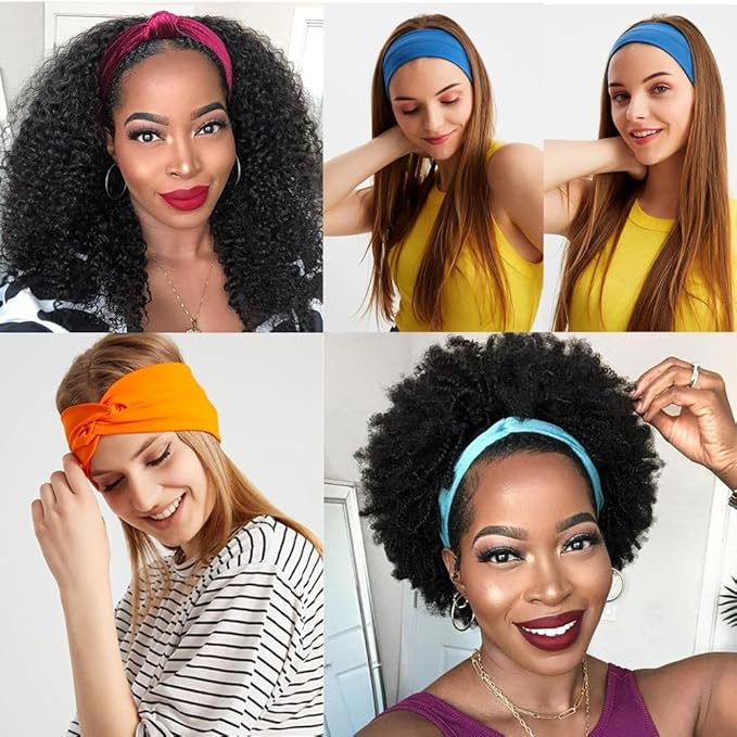 Kachanaa 4 Pack Wide Headbands for Women Elastic Knotted Yoga Sport Workout Headbands Turban African Head Wraps Hair Accessories(Stylish)
