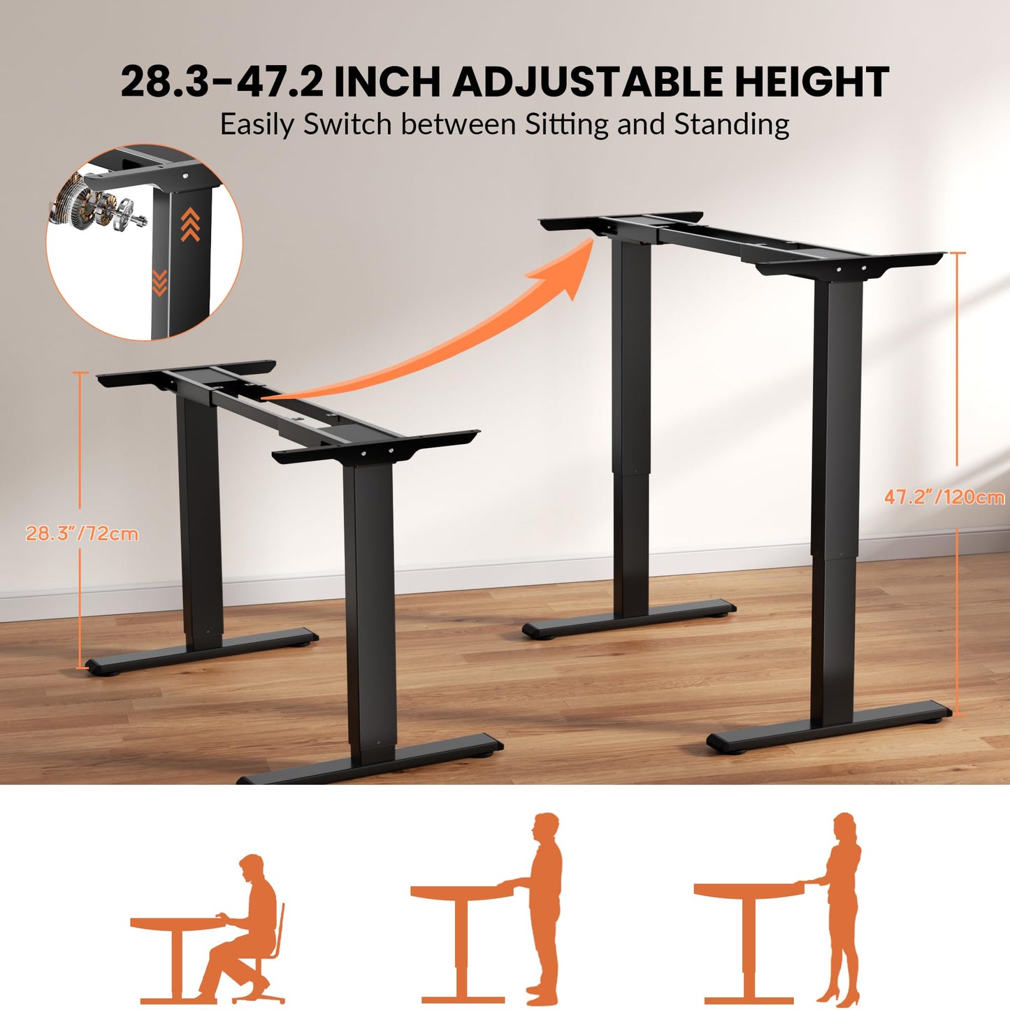 AspenLoft Dual Motor Electric Standing Desk Frame Workstation,Memory Controller Height Adjustment,330 lbs Capacity,Computer Desk for Home and Office,Black Frame Only
