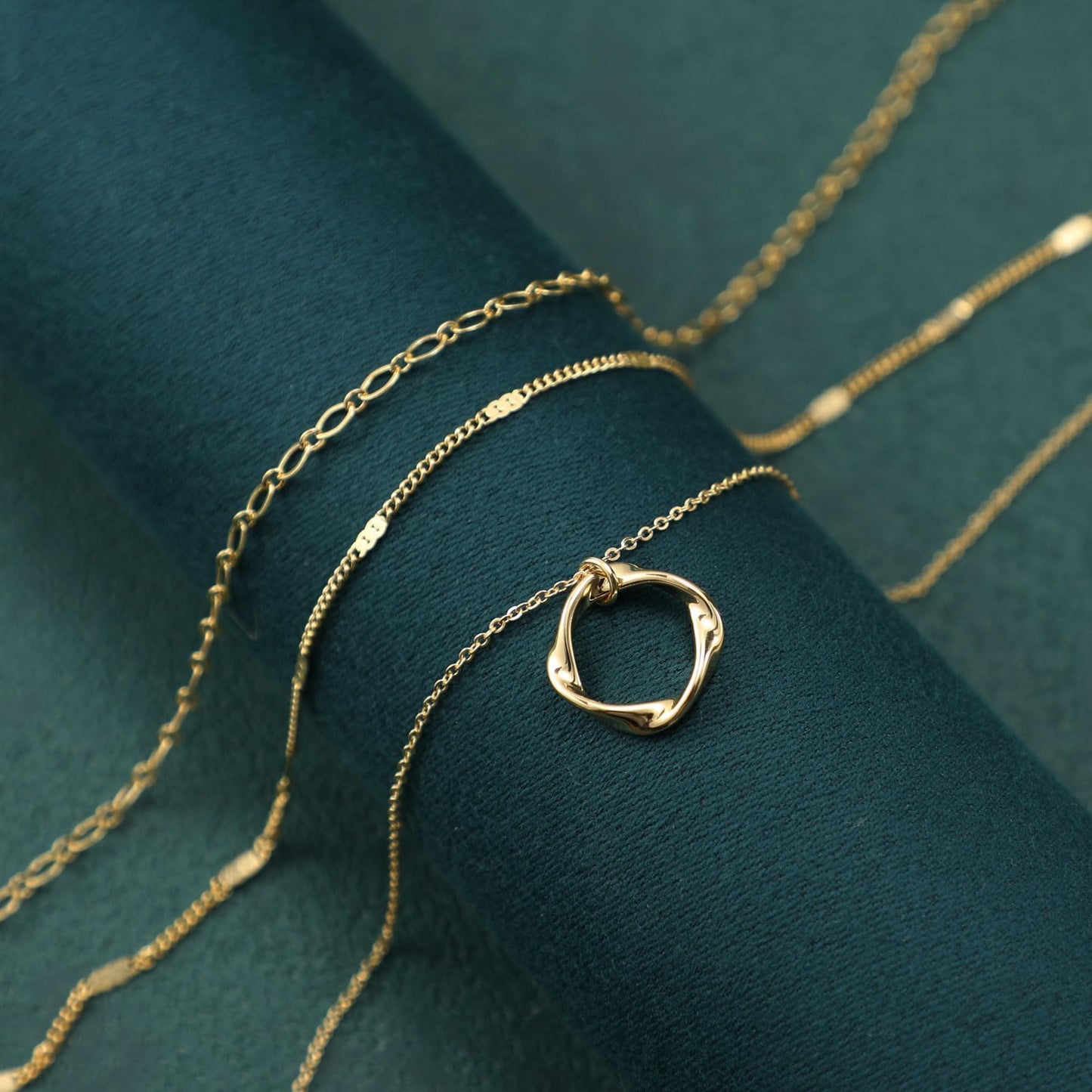 Feskive Layered Gold Necklaces for Women: 3pcs Dainty 14k Gold/Silver Plated Stackable Choker Necklaces - Trendy Cuba Cross Circle Pendant Necklaces Set - Women's Jewelry Gifts