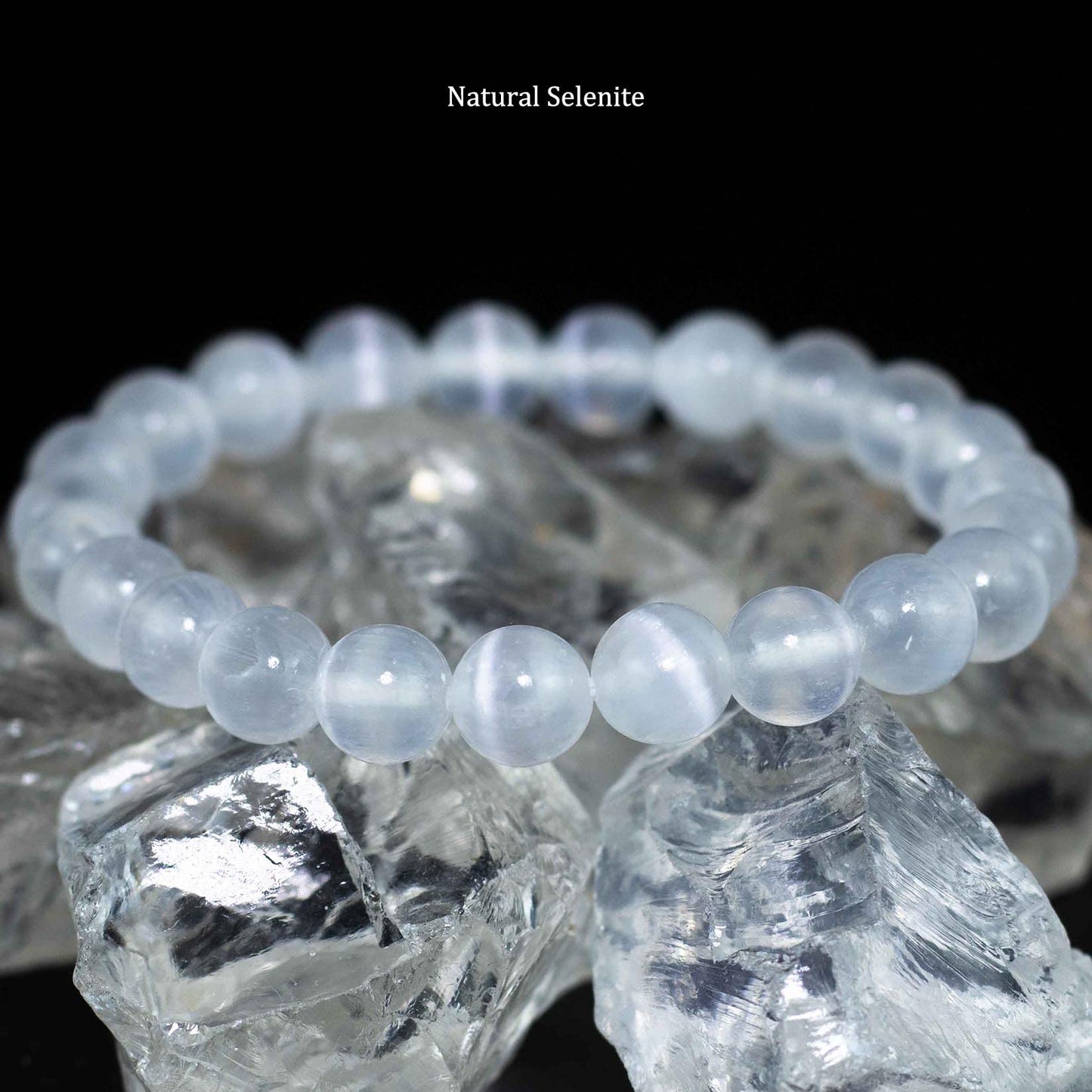 DAZCOLO 8mm Natural Gemstone Stretch Bracelet, Handmade Unisex Crystal Bracelets for Meditation, Yoga, Spiritual Healing & Positive Energy (Selenite)
