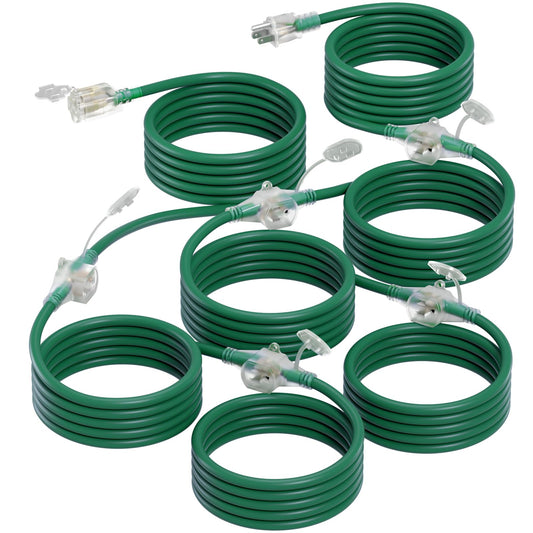 addlon 50FT Outdoor Extension Cord with Mutil Outlets Evenly Spaced 6 Outlets 16/3 SJTW Weatherproof Power Cable for Indoor Outdoor Halloween And Christmas Decorations with Indicator Lights ETL Listed