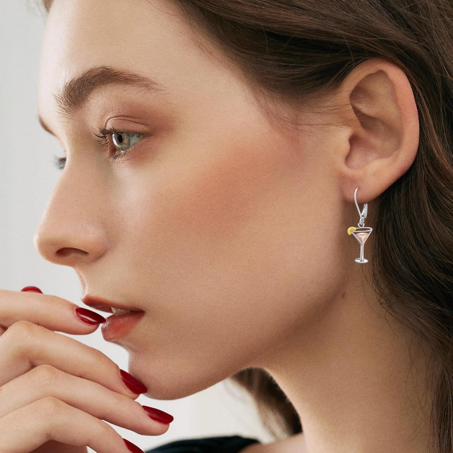 PELOVNY Martini Earrings S925 Sterling Silver Wine Dangle Drop Earrings Wine Jewelry Gifts for Women