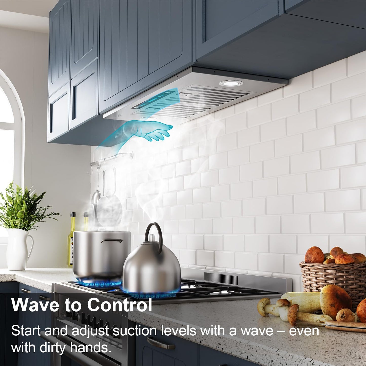 IKTCH 30 inch Range Hood Insert 900 CFM, Ducted/Ductless Convertible Stainless Steel Kitchen Vent Hood, with Gesture Sensing, Touch & Remote Control