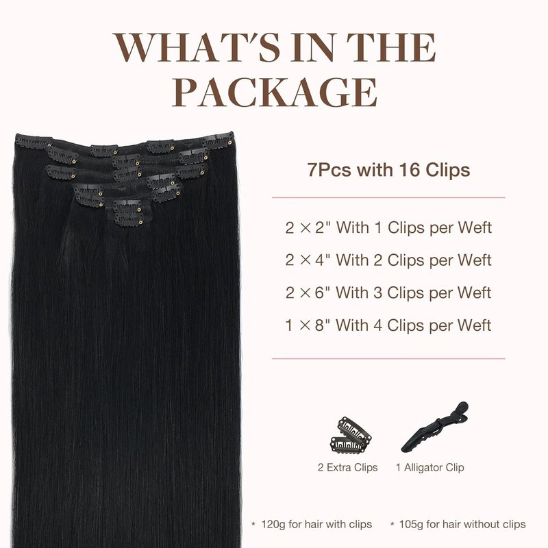 GOO GOO Clip in Hair Extensions Real Human Hair, Remy Human Hair Extensions Clip ins for Women, Natural Human Hair