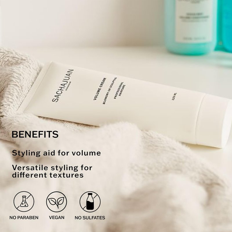 SACHAJUAN Volume Cream | Blow-Dry Styling & Heat Protectant | Adds Volume, Body & Shine | Flexible Hold | Ocean Silk Technology | Vegan & Paraben-Free | 4.2 fl oz