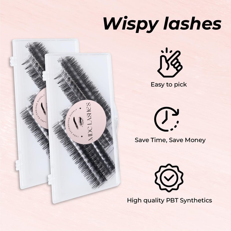 MDC LASHES 1000fans Promade Wispy Lash Extension Volume Lashes 0.05-0.07 Thickness, C/D/CC Curl, 8-18mm Loose Fans False Eyelashes 5D 7D 9D for Fluffy Eyelash Cluster (7D-0.07-C 10mm)