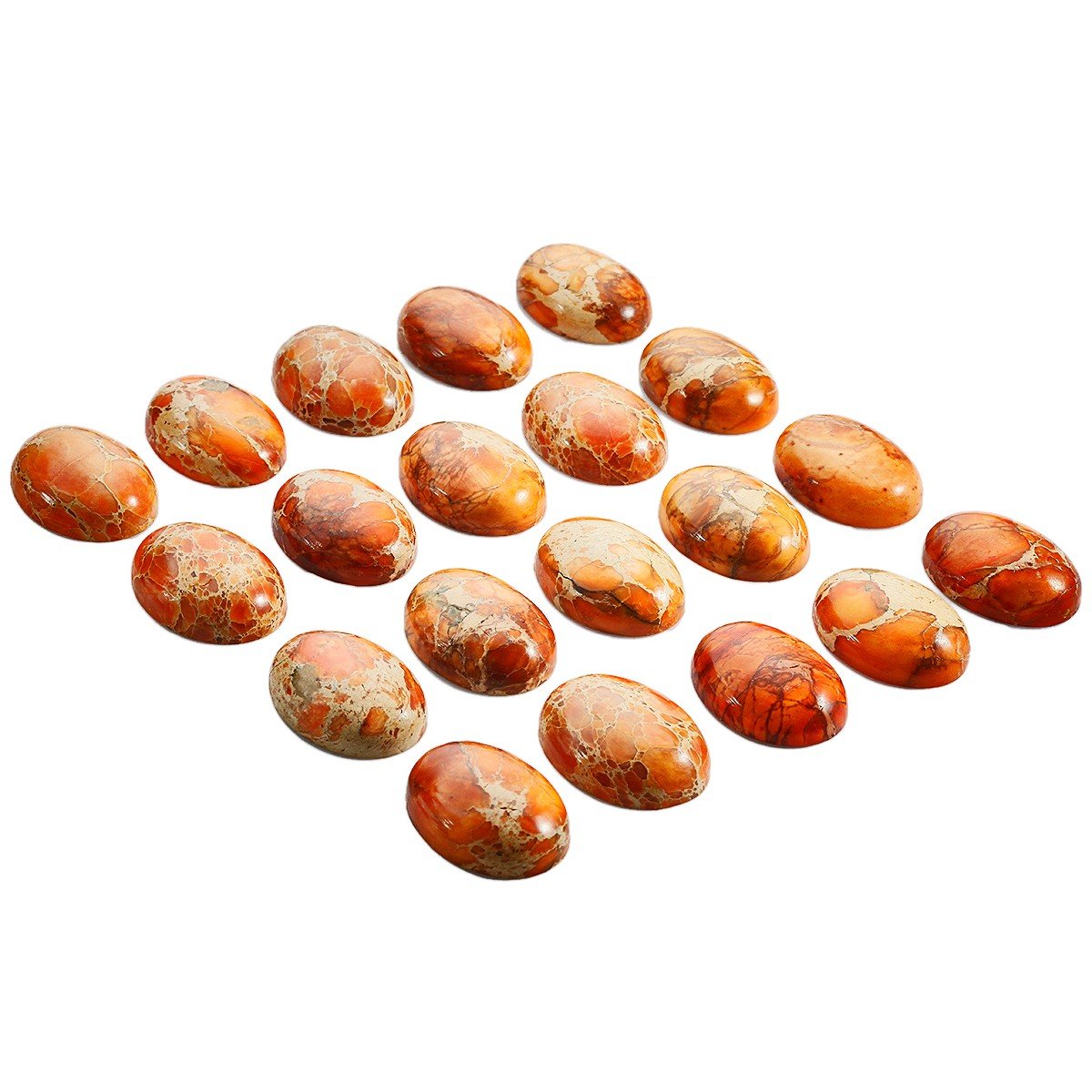 rockcloud 18x25mm Oval Cabochon Flatback Semi-precious Stones Sea Sediment Jasper for Jewelry Making Pack of 5