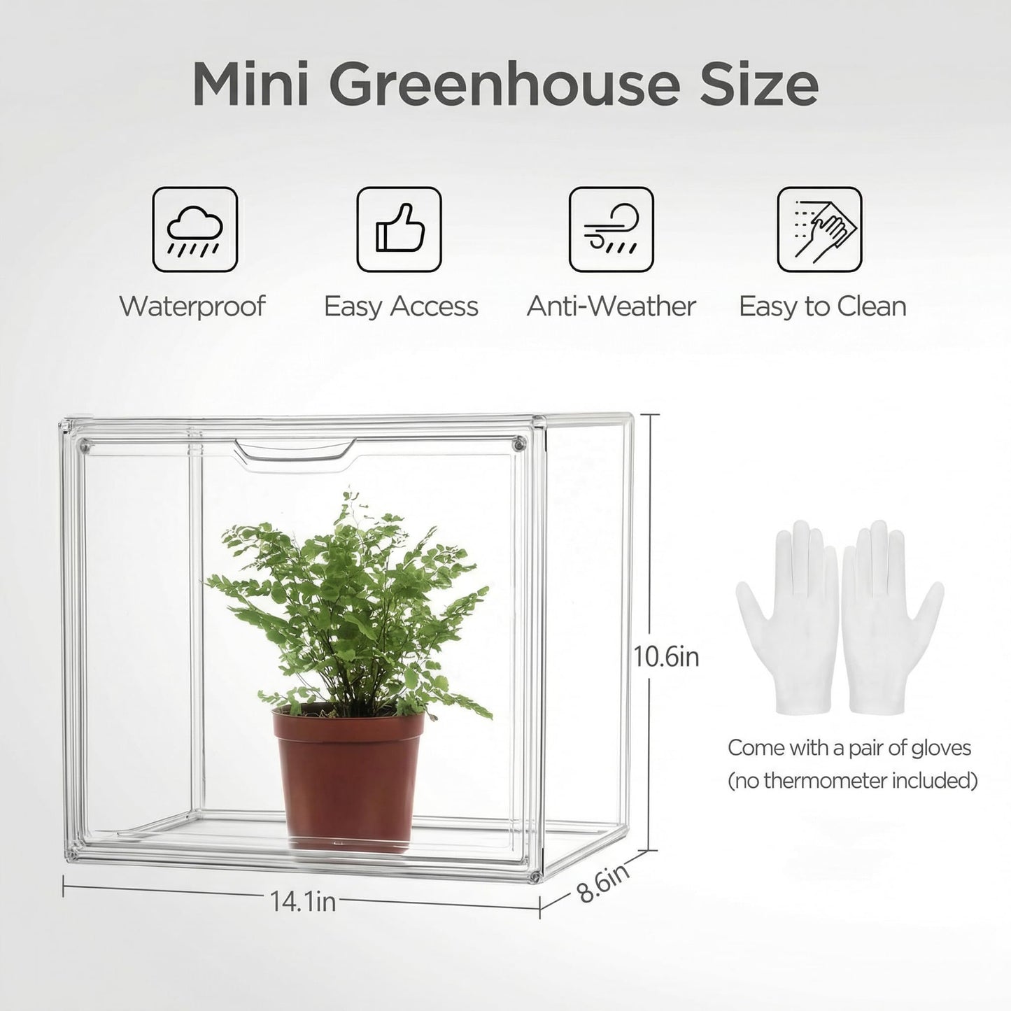 HBlife Mini Greenhouse for Indoor, Clear Stackable Green House with Magnetic Waterproof Door for Small Plants Nursery Germination and Display, Tabletop Portable Greenhouse, 14.1x8.6x10.6 Inch (3 Pack)