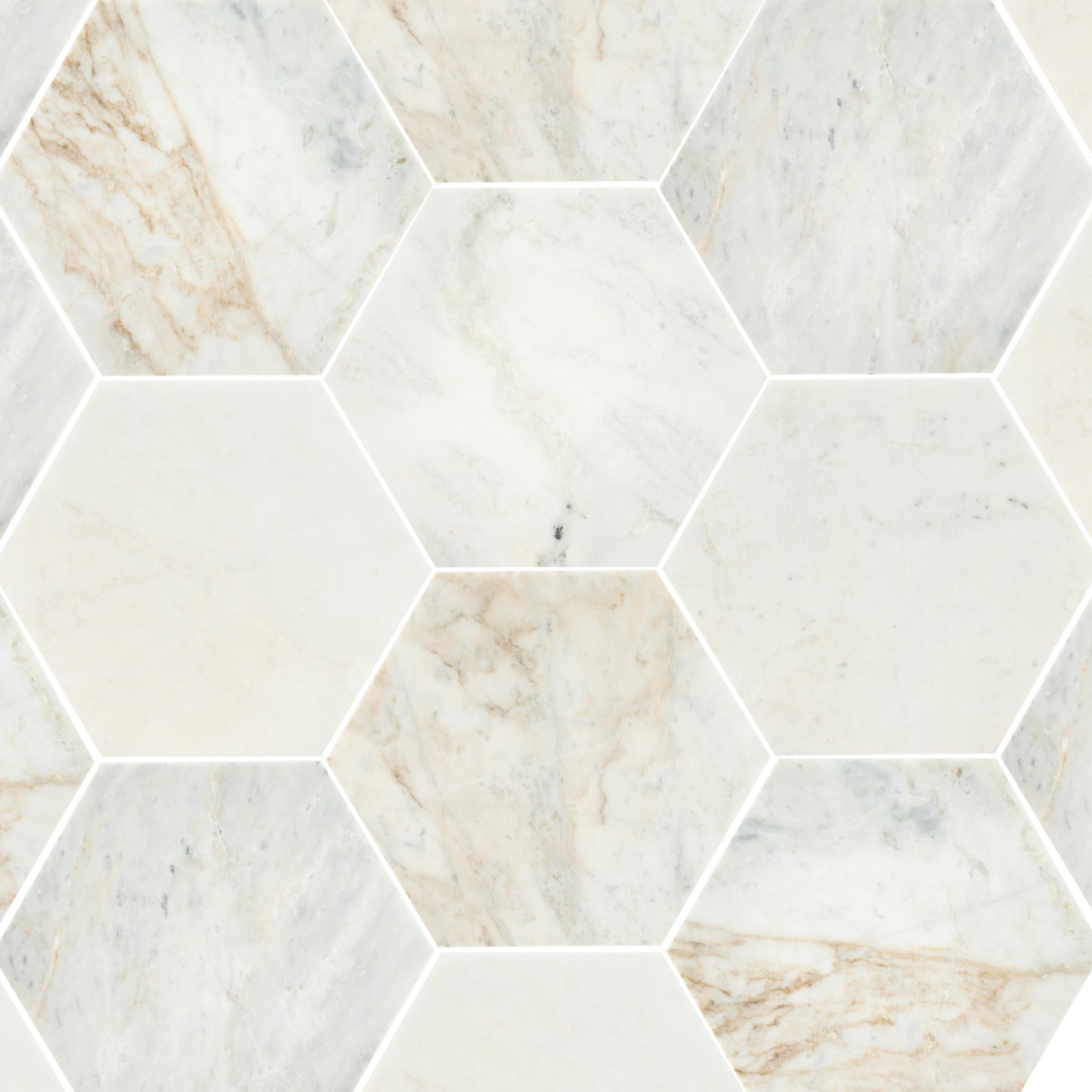 MSI Arabescato Venato 8 in. x 9 in. Hexagon Honed Marble Mosaic Tile for Kitchen, Bathroom Use; 2 Pack of 97 Pieces