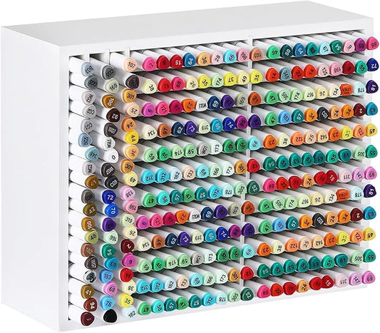 AUTOARK Wooden Marker Storage Organizer,Holds 270 Markers,Pens,Pencils & Art Supplies,Vertical Space-Saving Desk Storage for Artists,Teachers,Office & Classroom,White,AHK-066