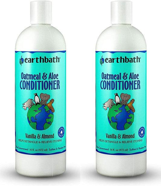 earthbath, Oatmeal & Aloe Conditioner - Dog Conditioner for Allergies & Itching, Dry Skin, Helps Detangle & Relieve Itching, Made in USA, Cruelty Free Pet Conditioners - 16 Oz (2 Pack)