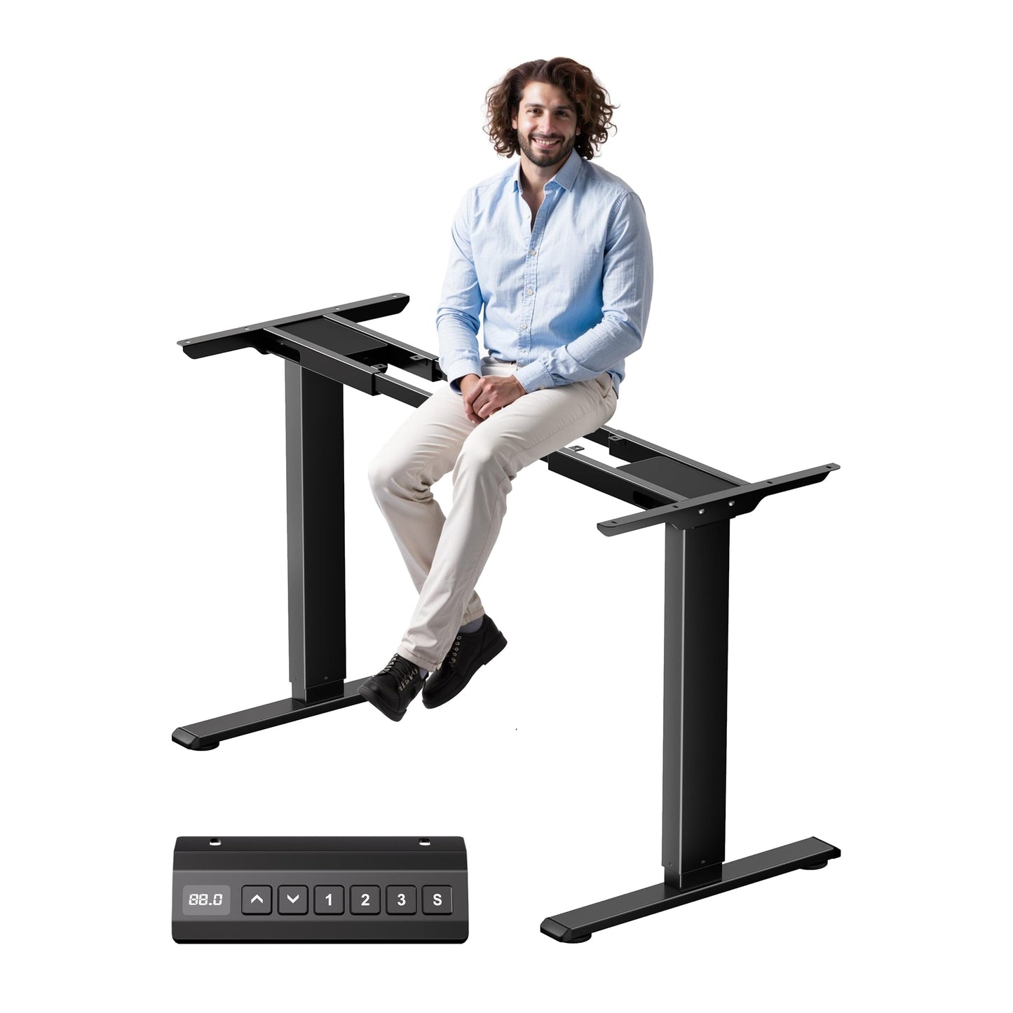 AspenLoft Dual Motor Electric Standing Desk Frame Workstation,Memory Controller Height Adjustment,330 lbs Capacity,Computer Desk for Home and Office,Black Frame Only