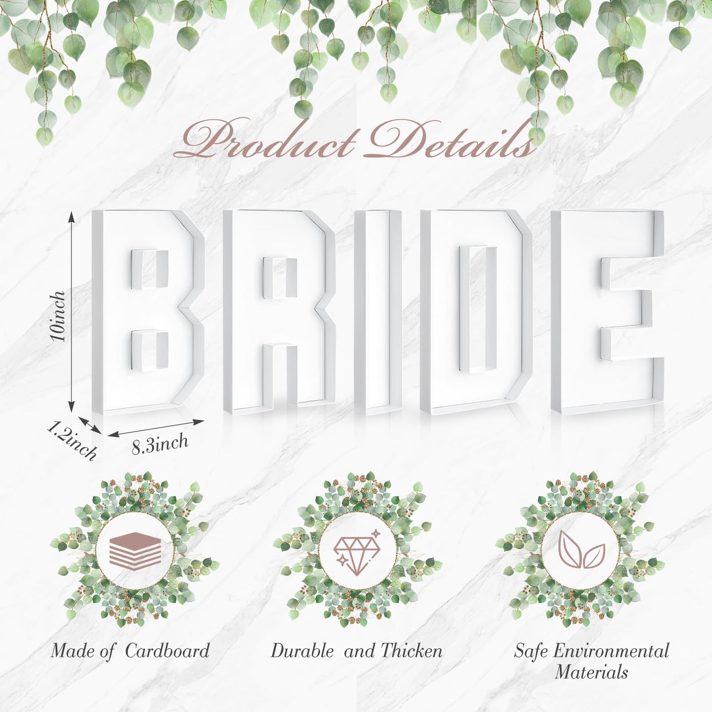 DoubleFill 5 Pcs Bride Charcuterie Letters Fillable, No Assembly Required Charcuterie Board Box Letter for Baby or Wedding Bridal Shower Food Trays Decorations, 10 x 8.27 x 1.18 Inch