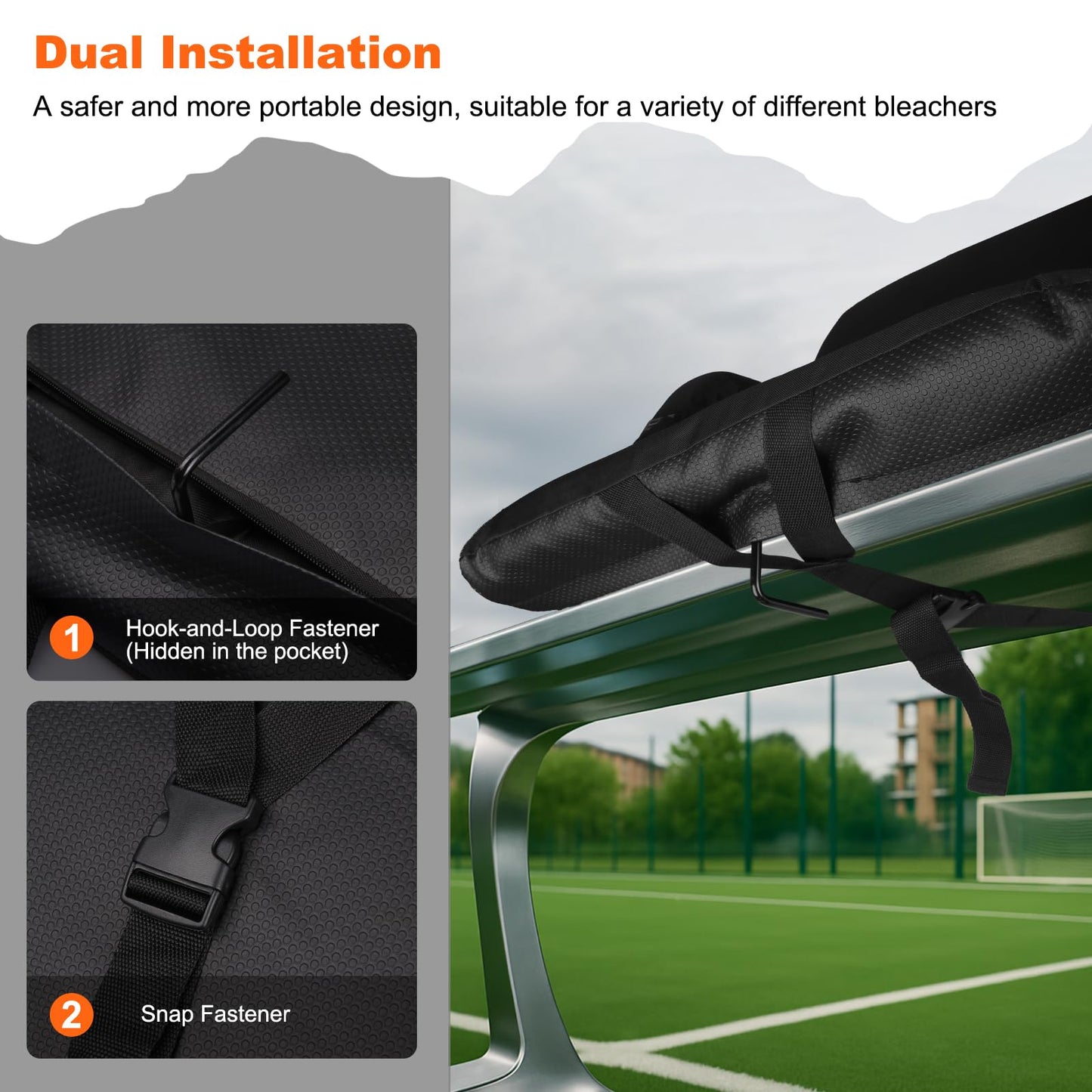Moteoza Heated Bleacher Seat with Backrest with 5V 20000mAh Battery Heated Stadium Seats for Bleachers with Back Support Wide 25" Heated Stadium Chair 6 Reclinng Positions 3 Heating Levels 2PCS