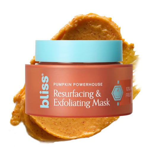 Bliss Pumpkin Powerhouse & Resurfacing Enzyme Mask - 10% AHA Pumpkin Blend with Prebiotics and Hyaluronic Acid for Smooth, Glowing Skin - Vegan, Clean, Cruelty-Free (1.7 Oz)