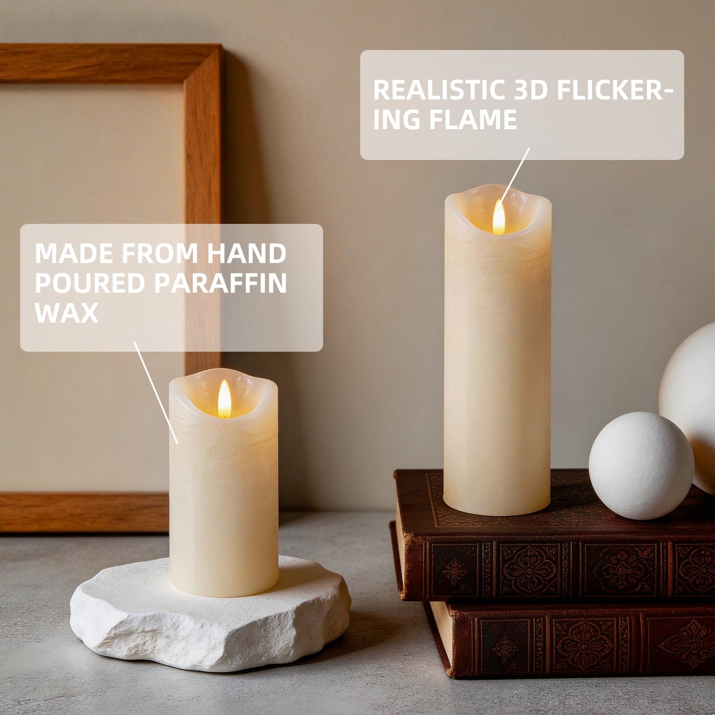 MiKoyi Flameless Pillar Candles with Remote, Battery Operated Candles Real Wax, [5-Pack] Fake LED Flickering flameless Candle with Timer Function for Room Home Decor (2.2" * 5/5.5/6/7/8"") - White"