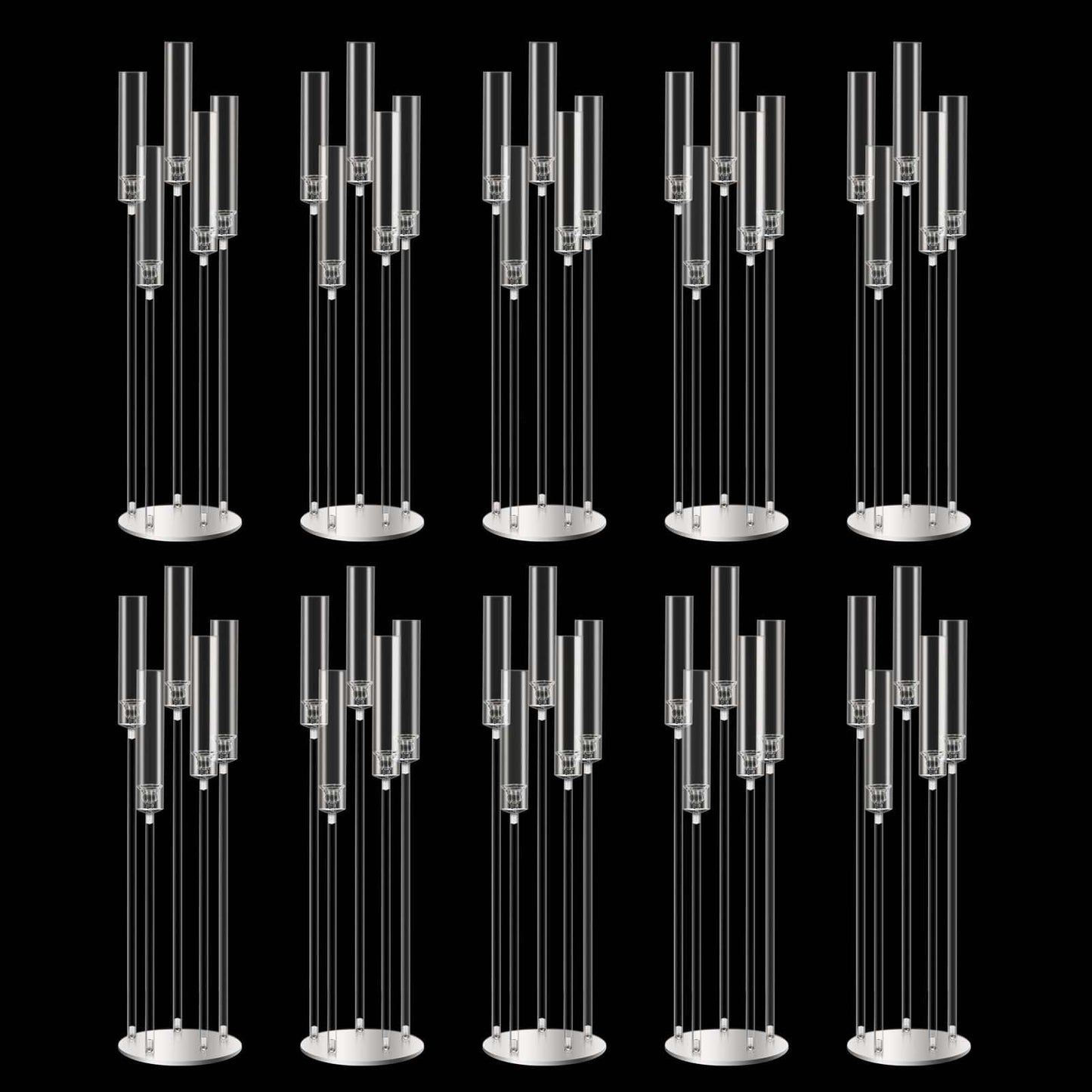 42.5inch 10pcs Acrylic Candelabra Centerpieces for Tables 5 Arms Wedding centerpieces for Decorations