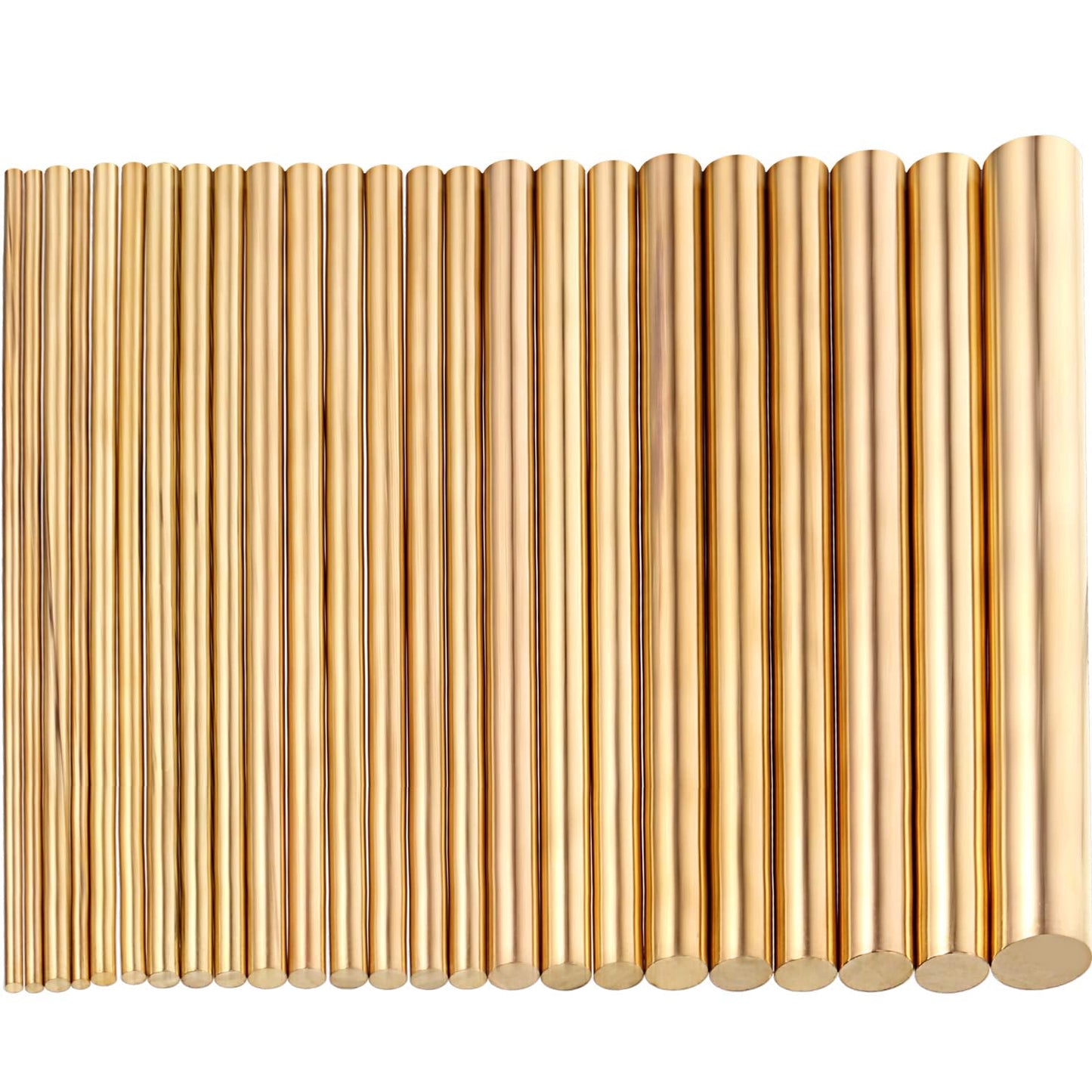 Hotop 24 Pcs Brass Pin for Knife Handles Round Brass Rods Assorted Diameter 1.5-8 mm for 100 mm Length Dowel Rivet Lathe Bar Rod Stock for Knife Making Drift Punches Shaft DIY Craft Model Plane Ship