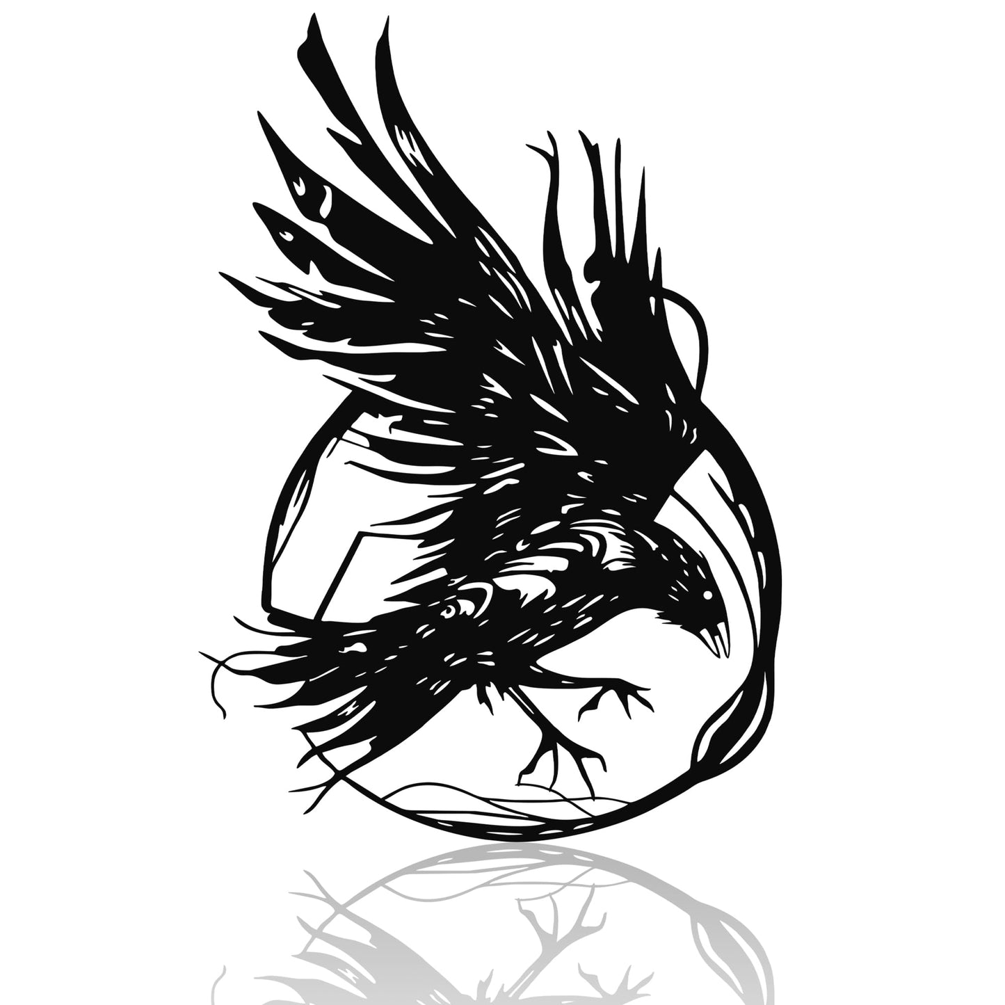 JEWLOVE Viking Raven Wall Decor Metal Art, Gothic Crow Wall Sculpture, Celtic Norse Mythology Decor for Indoor & Outdoor, Living Room, Bedroom, Garden (14.5" x 10.2")