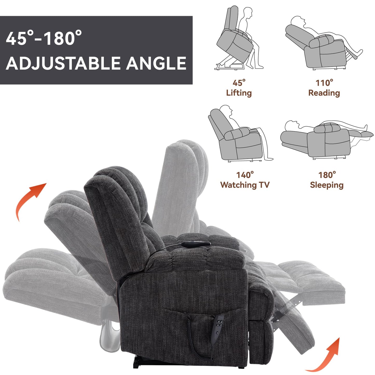 KEIKI Dual Motor Power Lift Recliner Chair with Massage and Heat, Cushion Back Design, Heavy Duty Up to 350 LBS