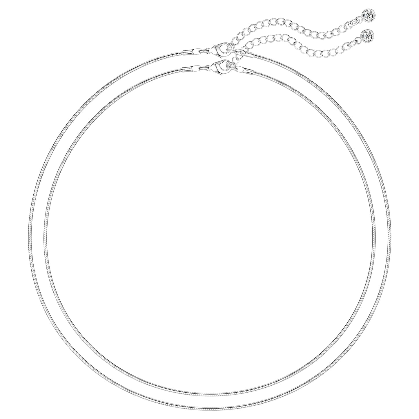 MBW Dainty Layered Necklaces for Women, Simple Silver Plated Thin Snake Chain Necklace for Women Sterling Silver Stacked Herringbone Choker Necklace Silver Jewelry Sets for Women