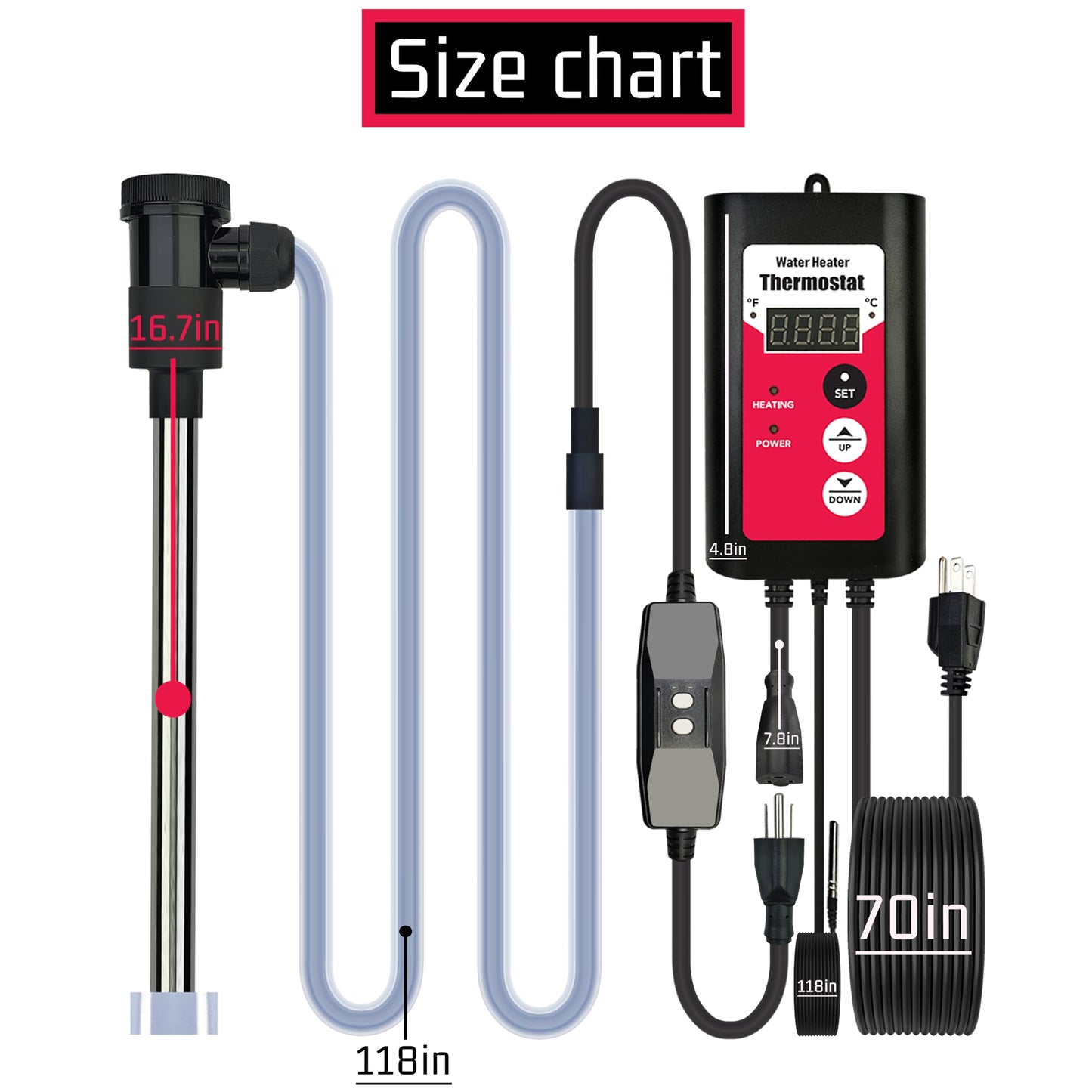 YLboyLIAN 1500W Titanium Submersible Electric Immersion Water Heater with Temp Control & GFCI – Portable Heater for Hot Tubs, Above-Ground Pools, Swimming Pool, baptismal Pools, Spa & Inflatable Pools