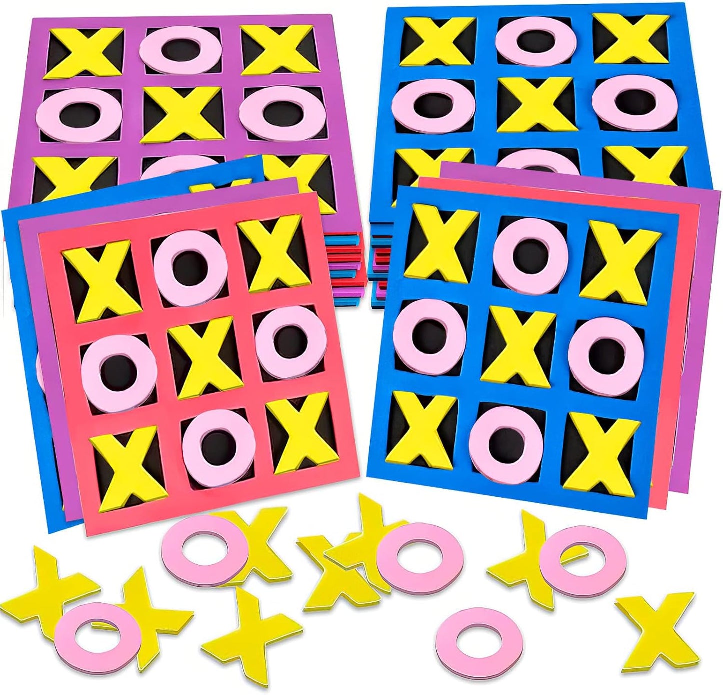 Gamie 5-Inch Foam Tic Tac Toe Mini Board Games (24 Pack) – Travel Bulk Tic Tac Toe Game for Kids, Indoor Recess Games for Classroom, Mini Board Games Bulk, Tic Tac Toe Party Favors for Kids