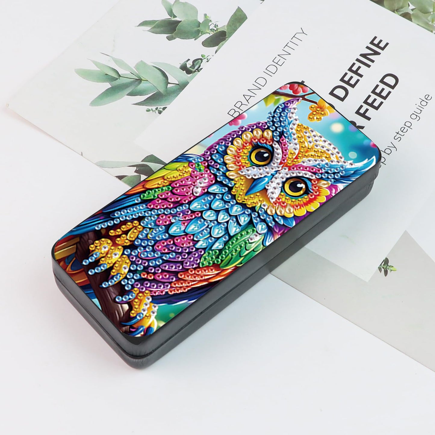 MVVMTOP Diamond Painting Eye Glass Case, DIY Colorful owl Diamond Art Glasses Storage Box Sunglass Case for Adults Handmade for Art Craft Gift Travel Sunglass Eyeglasses