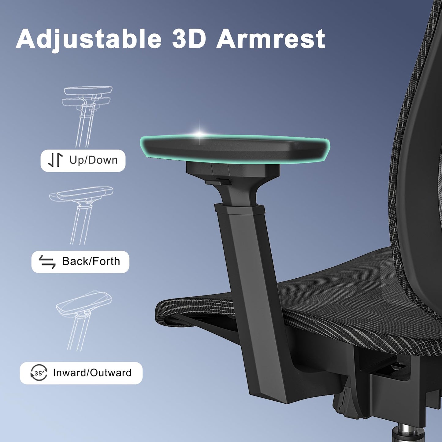 Logicfox Ergonomic Office Chair for Long Hours – Advanced Lumbar Support, 3D Adjustable Armrests & Headrest, High-Back Mesh Chair Designed for 8–10H Daily Comfort (Up to 300 lbs)