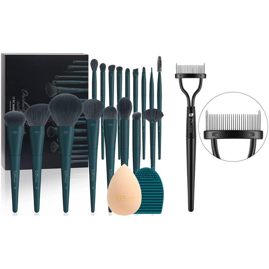 DUcare Makeup Brushes Set 17 Pcs with Brush Cleaning Mat and Makeup Sponge+Eyelash Comb