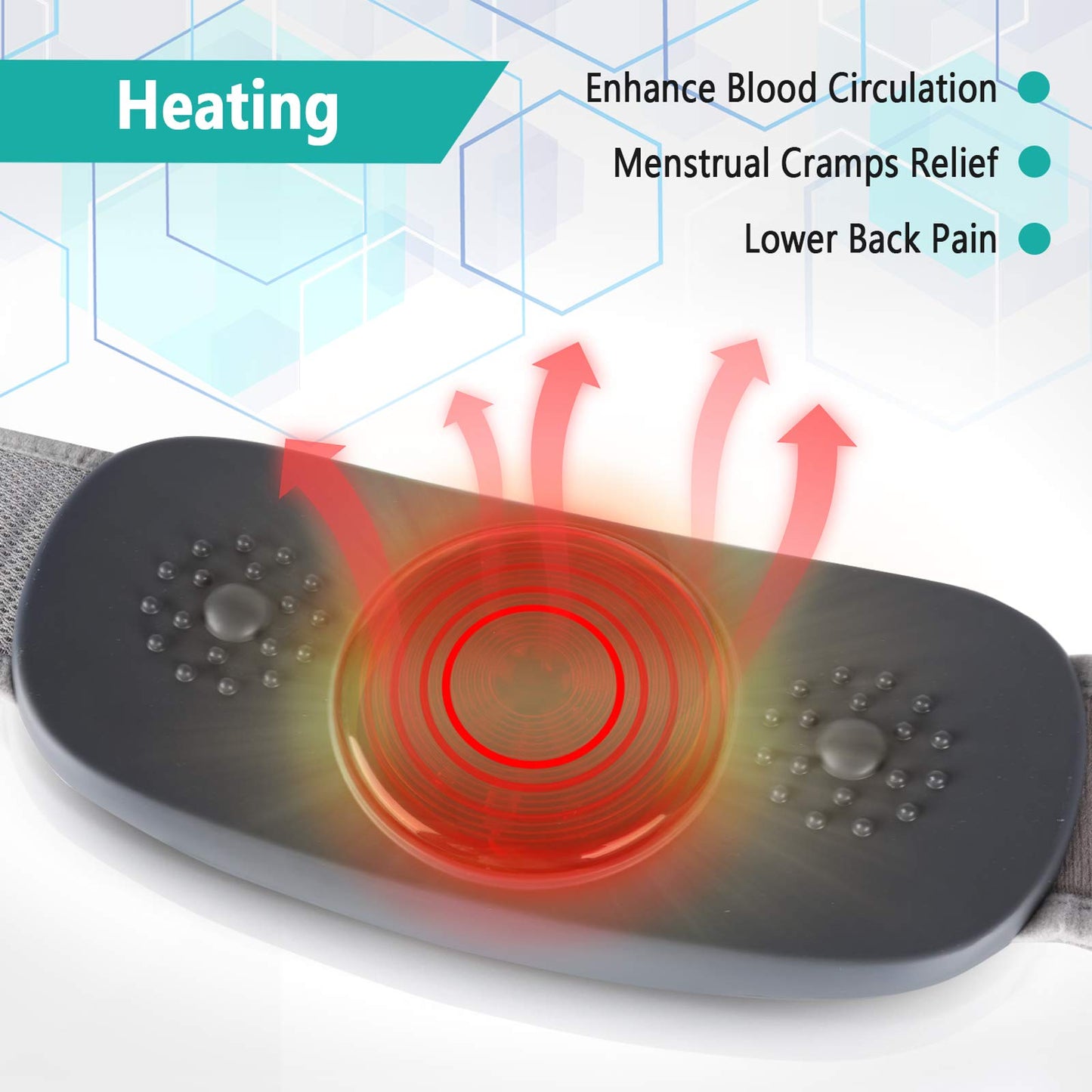 rilassa Wireless Slimming Belt, Abdominal Massager Portable Weight Loss Machine with 4 Vibration Massage Modes, Heating, Improve Blood Flow