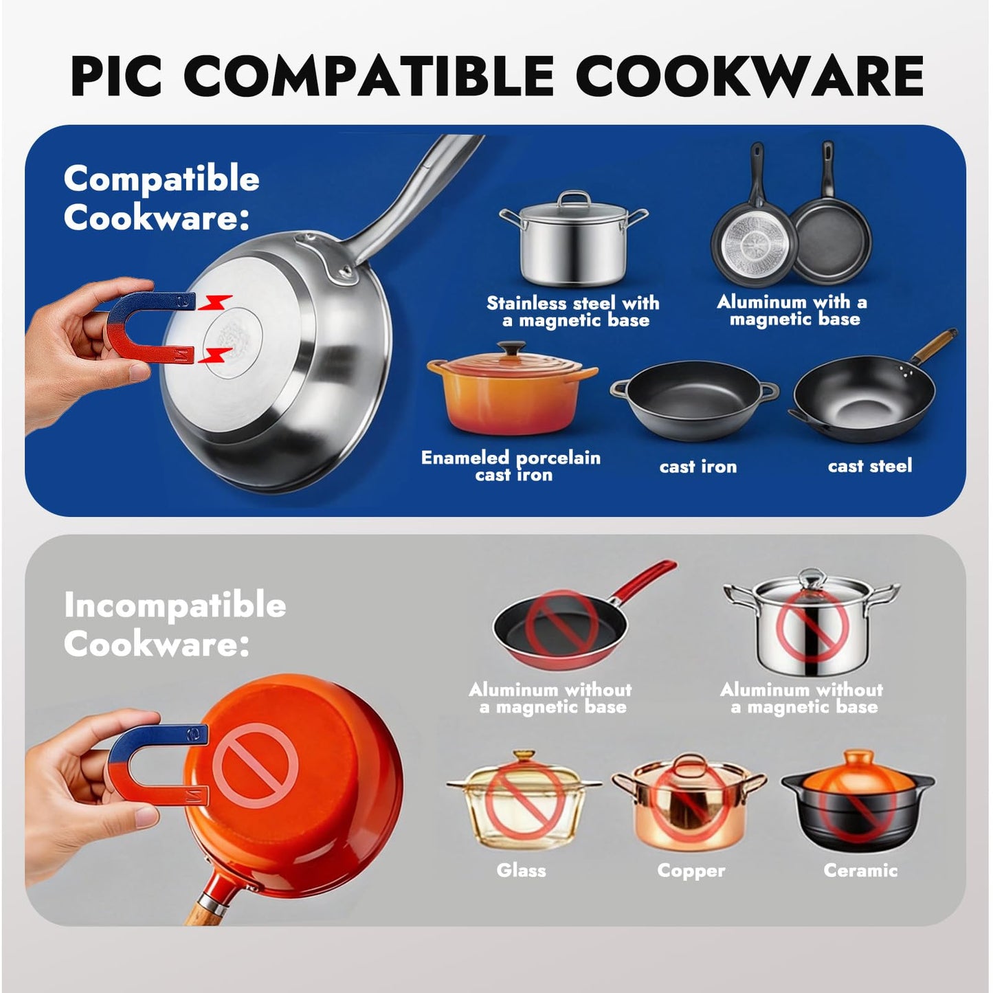 HECMAC 1800W Commercial Induction Cooktop with ETL Certified, Stainless Steel Induction Burner with Large 8" Heating Coil, Induction Cooker with Smart Temperature Control,4 Hours Timer