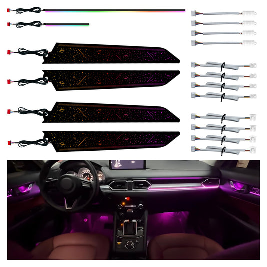 256-Color Interior Ambient Lighting Kit for Mazda CX-5 2017-2025 | 4 Door Panels + LED Strips + Footwell & Handle Lights | Music Sync, APP & Button Control