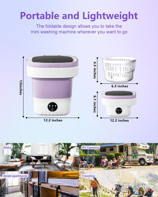 15L Portable Washing Machine, Foldable Small Washer with Spin Basket Laundry Machine, 3 Cleaning Modes Suitable for Underwear Baby Small Clothes, Foldable Design Ideal for Hotel Camping Apartment Home