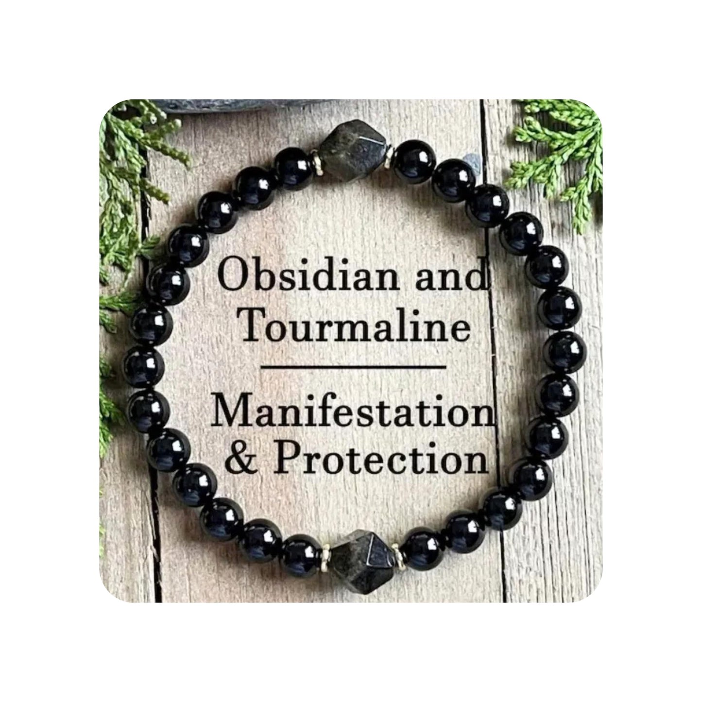 TUBIANCA Obsidian & Black Tourmaline Bracelet, Manifestation & Protection Jewelry for Men & Women, Gifts for Christmas, Valentine’s, Birthdays, Anniversary Stocking Stuffers for Men and Women