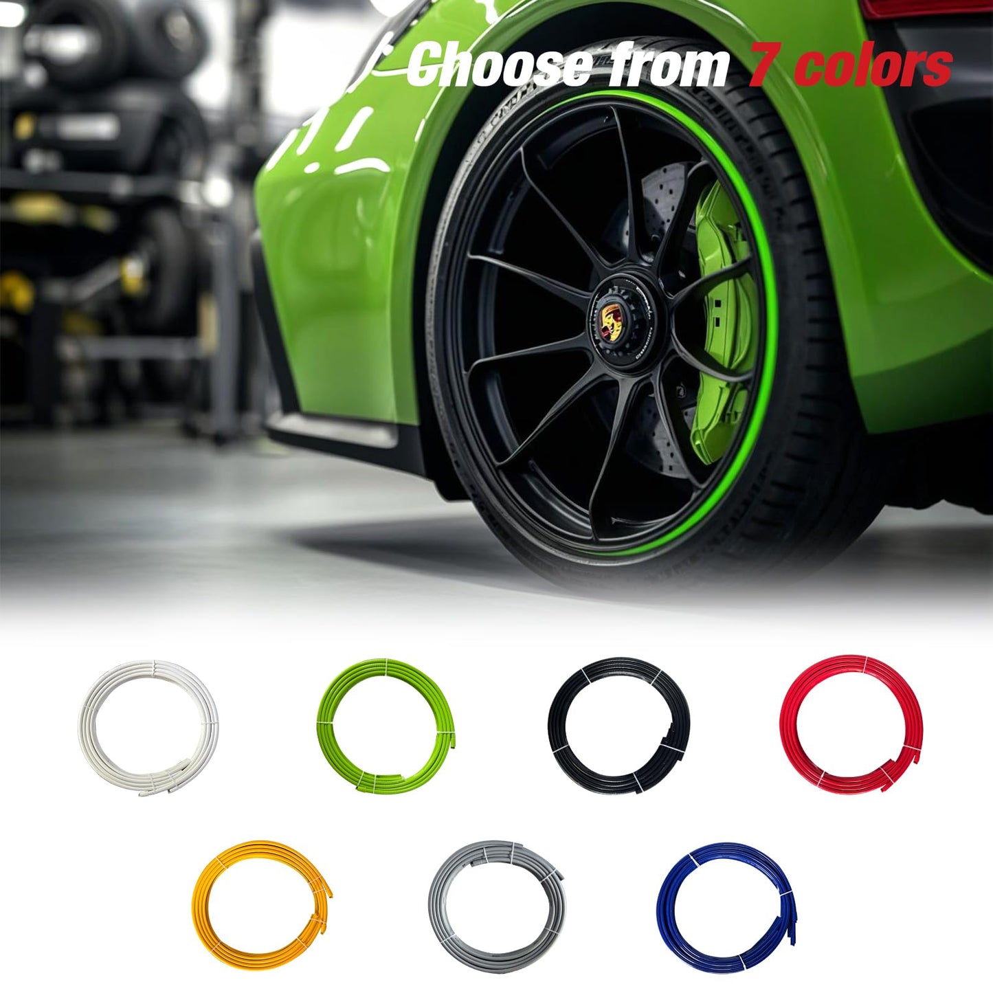 CRYRIMDRAGON 4-Pack Alloy Rim Protector for Car Wheels–Fits 12 to 24 Inch Wheels – No-Scratch Rim Guards for Curb Rash & Scuffs–Adhesive-Free Universal Fit Wheel Edge Protectors(Green)