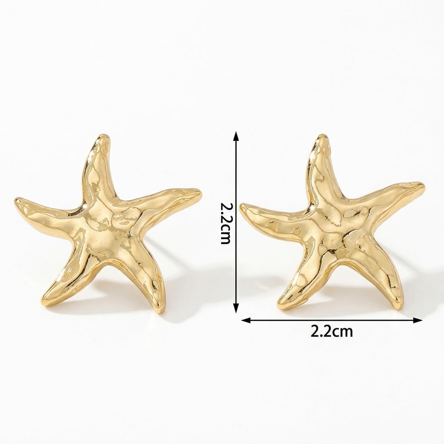 Starfish Earrings For Women Summer Ear Ring Beach Jewelry For Women Gold Tone Statement Earrings With Textured Hammered Surface Finish Nautical Themed Accessories For Vacation Party Gifts