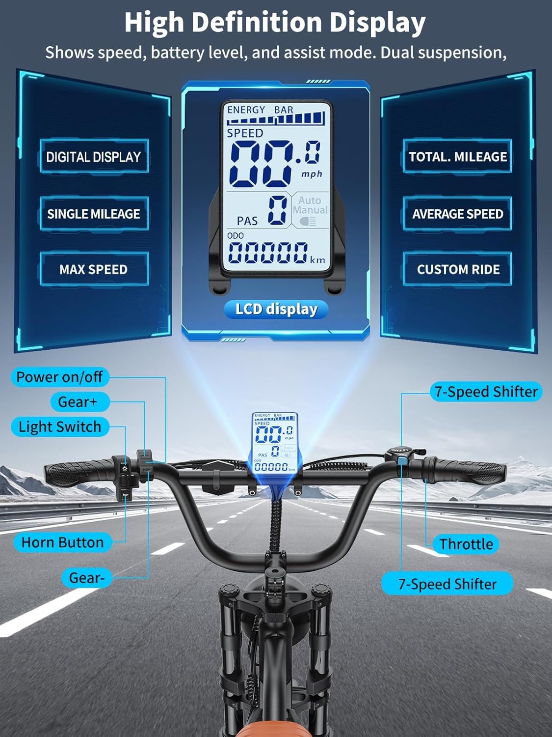 Leeyalan Electric Bicycle for Adults 750W Motor 28 MPH 50 Miles Removable 48V Battery, 20"x4.0"Fat Tire Dual Disc Brakes, ebike Suitable for City Commuting