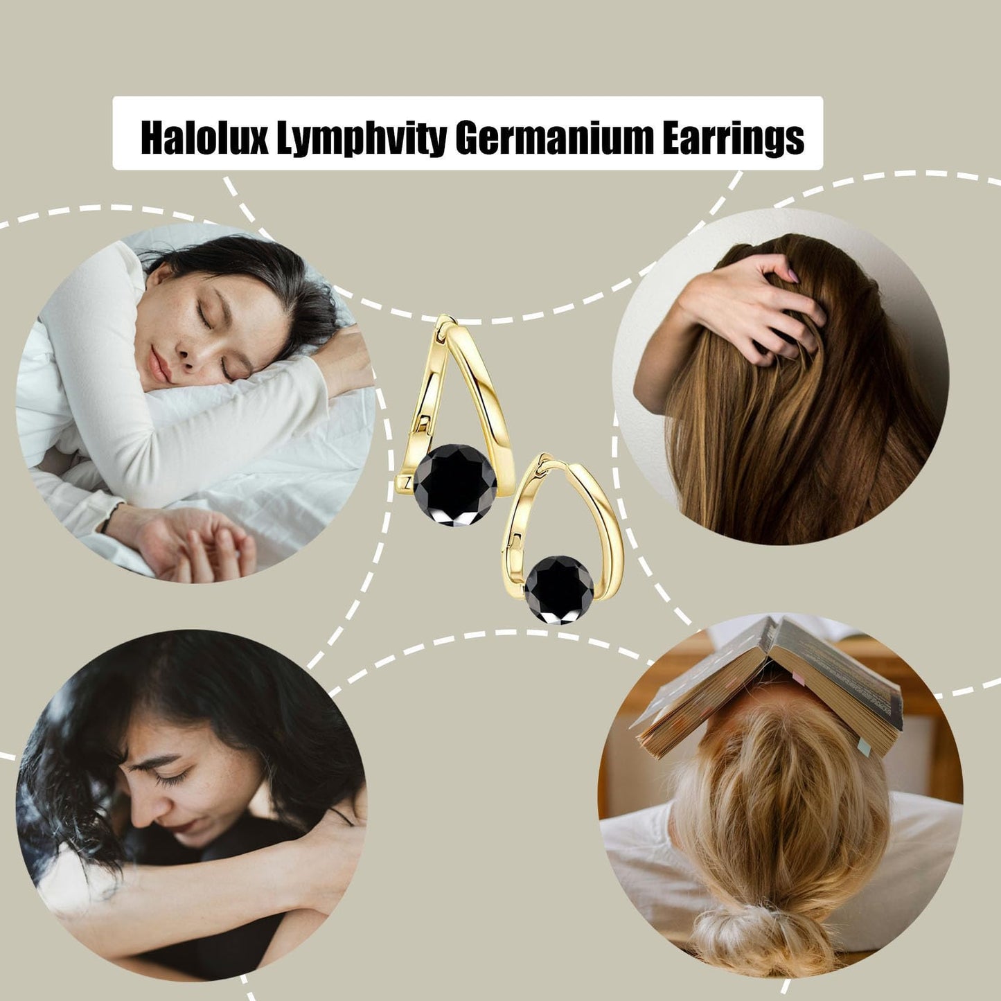 2 Pairs Halolux Lymphvity Germanium Earrings, Halolux Lymphvity Drainage Cubic Zirconia Earrings Lymphati Activity Hoop Earrings for Women Lymphvity Therapy Earring Jewelry (Black)