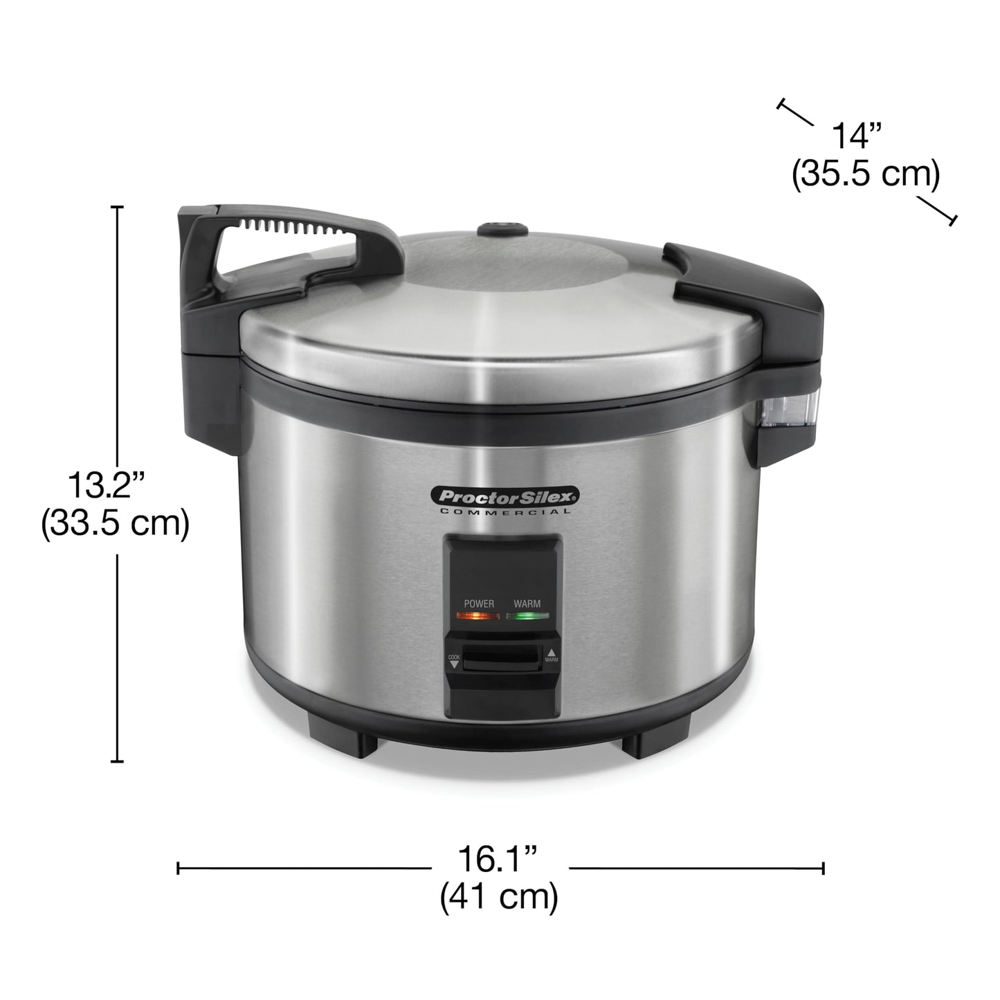 Proctor Silex Commercial 37540 Rice Cooker/Warmer, 40 Cups Cooked Rice Capacity, Nonstick Inner Pot, Hinged Lid, Stainless Steel Housing, Conforms to NSF