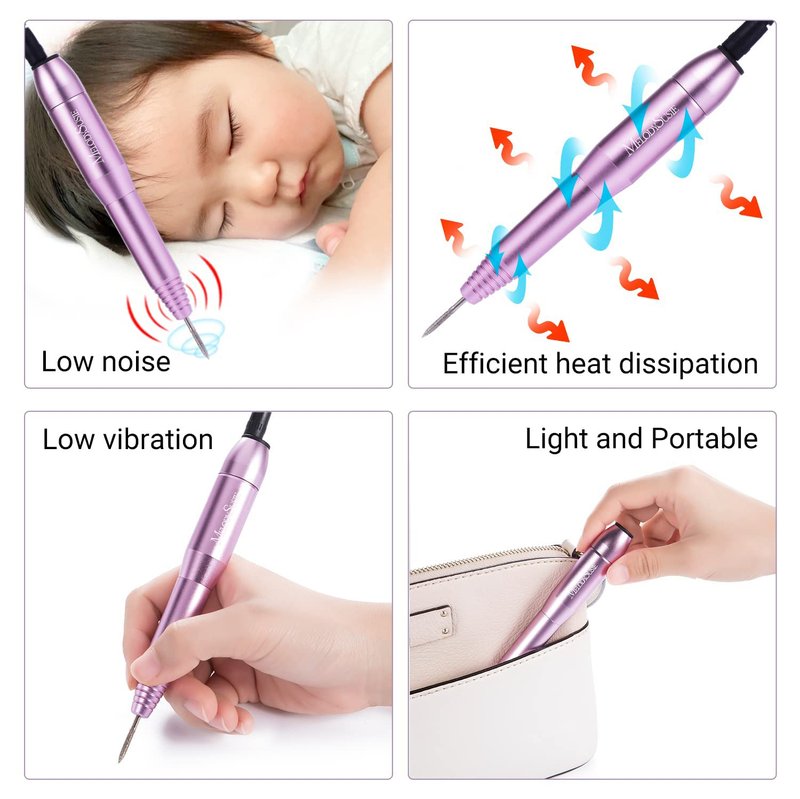 MelodySusie Portable Electric Nail Drill with Upgrade Round Shape Pedicure Bit