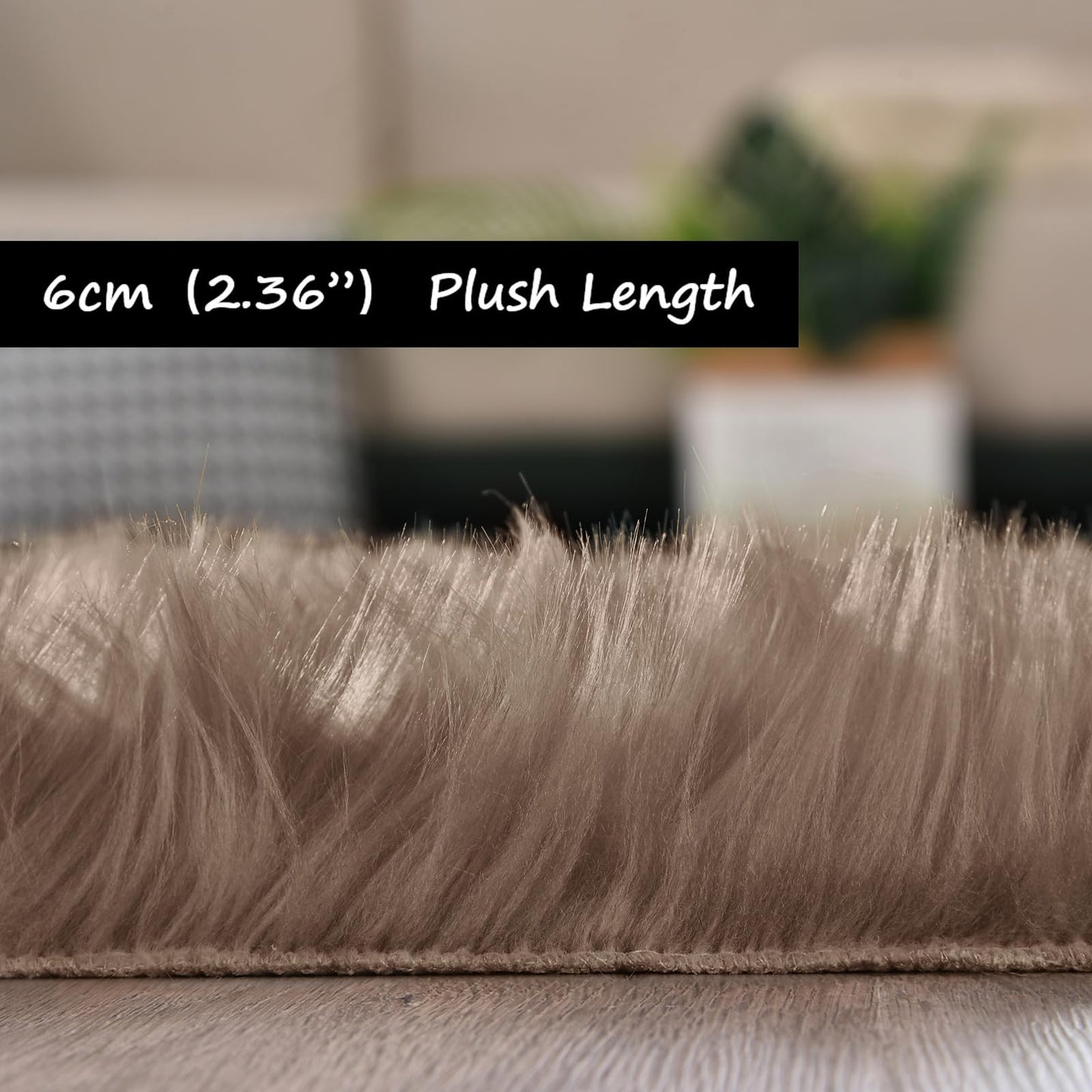 Goolela Sheepskin Area Rug 9x12 - Light Brown Beige - Fluffy Fuzzy Furry Carpet for Living Room Bedroom Faux Fur Rectangle