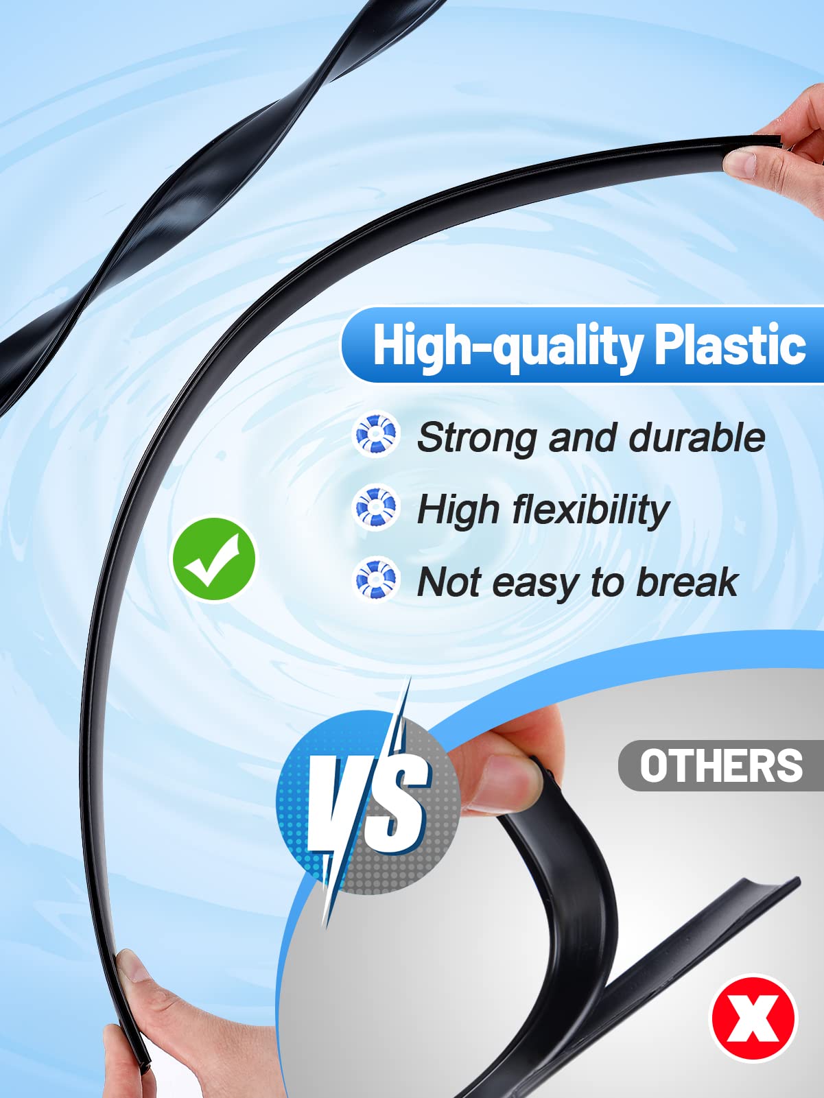 Biggun 24" Extra-Long Coping Strips for Overlap Above Ground Pool Liners - Easy to Install Swimming Pools Liner Clip Replacement for 27ft Round or 18 * 33ft Oval Pool(Qty 45)