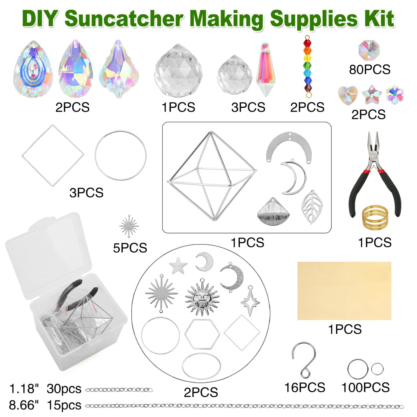 DIY Suncatcher Kit, 400pcs Crystal Sun Catchers Ornament Making Supplies Arts and Crafts Kits for Adults Indoor Windows Hanging Prism Garden Office Home Decor Gifts for Women Birthday Mother's Day